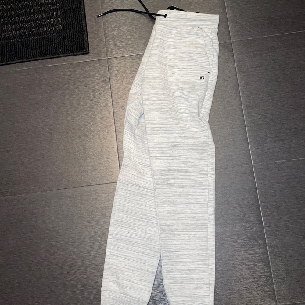 russell white/grey joggers size small
